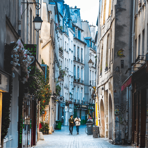 Explore Marais with its medieval buildings, art galleries and restaurants