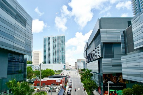 Discover Downtown Miami's bustling urban shopping and dining scene