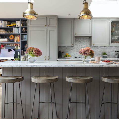 Cook a meal in the beautiful kitchen
