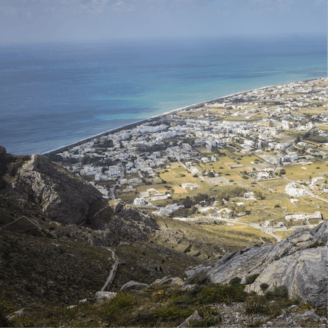 Climb to the top of Mesa Vouno and visit the ruins of Ancient Thira – it's an hours walk but worth it for the views