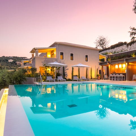 Enjoy sunset swims in the communal swimming pool
