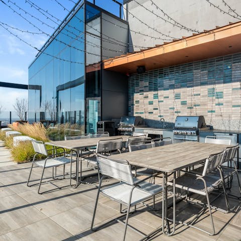Toast the day's end on the communal rooftop terrace