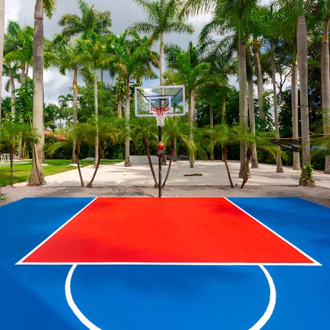 Shoot some hoops in the basketball court