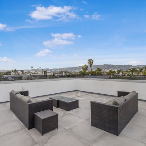 Head to the rooftop terrace for drinks and views