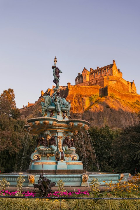 Relax in Princes Street Gardens beneath Edinburgh Castle, just ten minutes on foot
