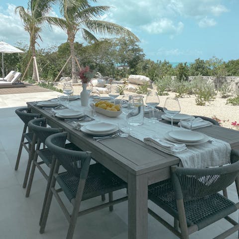 Enjoy alfresco meals at the outdoor dining table