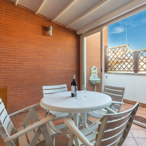 Enjoy a glass of wine on the terrace on summer evenings