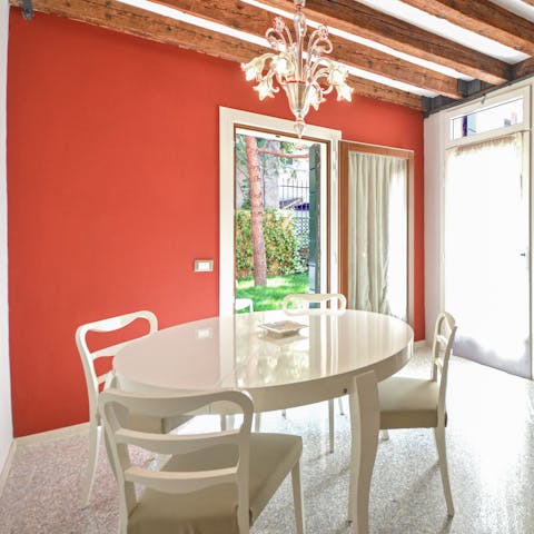 Enjoy a glass of chilled Prosecco at the dining table
