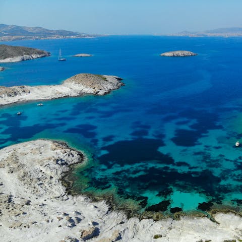 Swim in the clear water at Zagka Beach – it's a six-minute drive