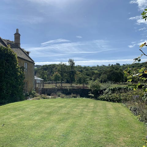 Take in the views of the countryside from the lawned gardens