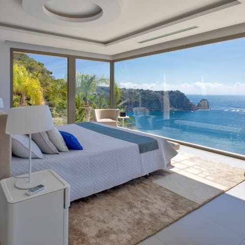 Wake up to views of the Mediterranean ocean