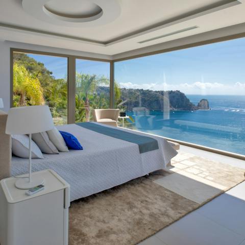 Wake up to views of the Mediterranean ocean