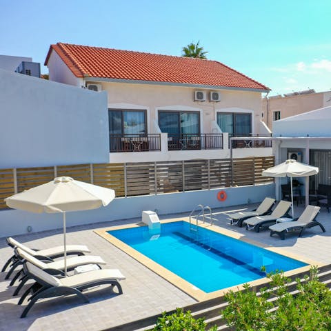 Swim in the private pool to beat the Crete heat