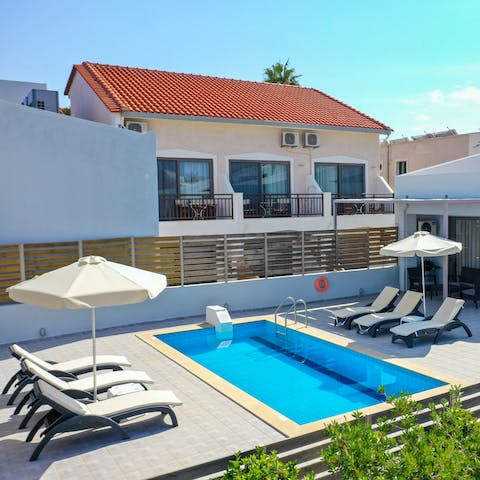 Swim in the private pool to beat the Crete heat