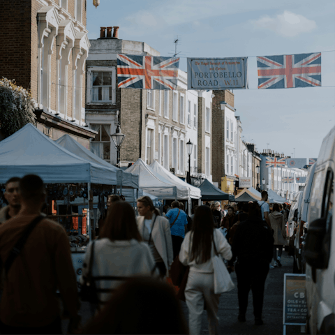 Ride two Tube stops to Portobello Road in Notting Hill
