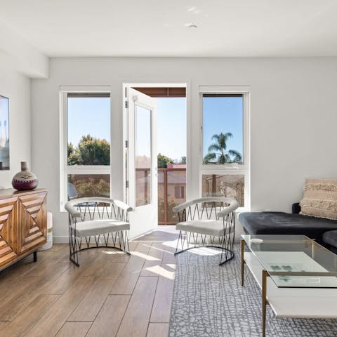 Take your evening drinks onto the little balcony