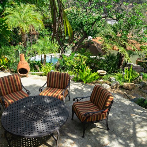 Enjoy evening drinks out on the sunny terrace