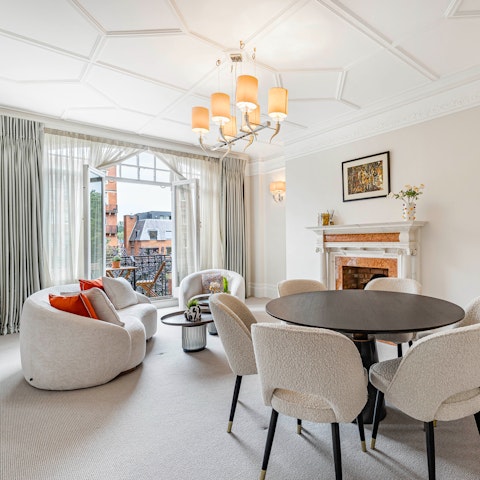 Dine or unwind after a day of adventure in the grand living room