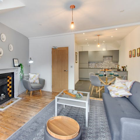 Settle down and relive the day's adventures in your bright, airy living space