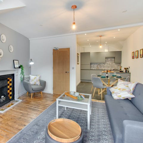 Settle down and relive the day's adventures in your bright, airy living space