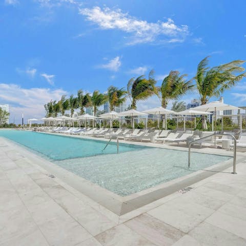 Head to the communal pool for a relaxing swim
