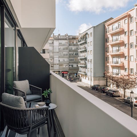 Take your evening drinks onto the little balcony