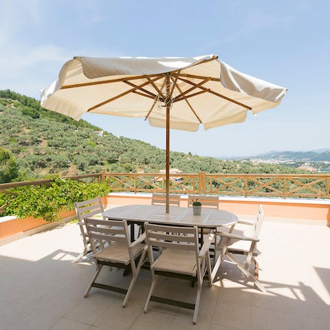 Enjoy a traditional Greek breakfast on the terrace with your loved ones