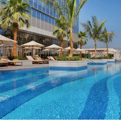 Cool off in the Dubai heat with a refreshing swim in the communal pool