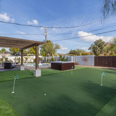 Practise your swing on the private putting green