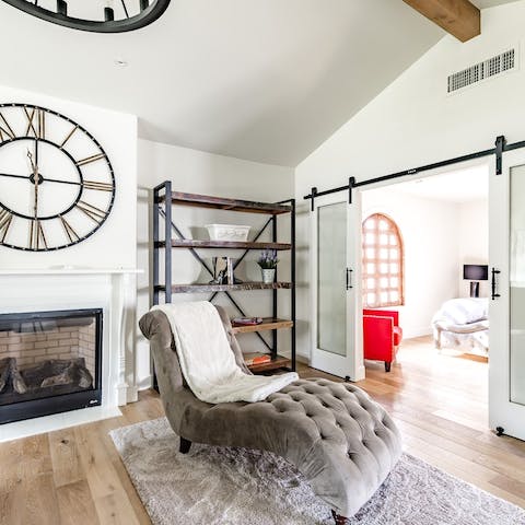 Recline on the glamorous velvet chaise lounge