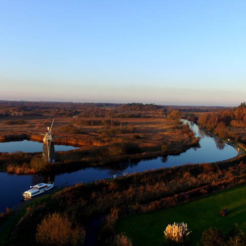 Set sail on the Norfolk Broads, approximately 30 miles away