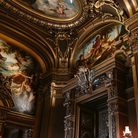 Visit the stunning Palais Garnier opera house, a ten-minute stroll away