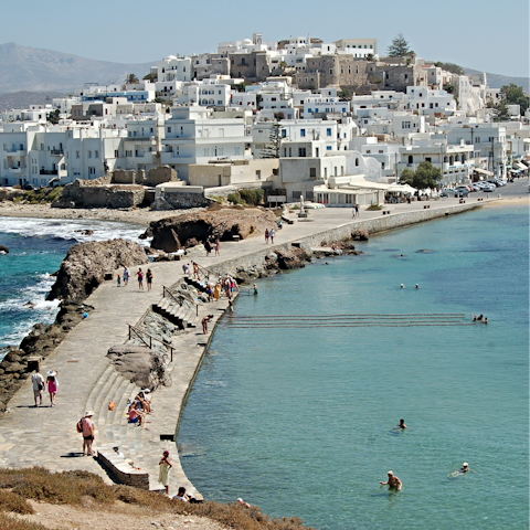 Visit sun-drenched Naxos, just a short drive from the villa