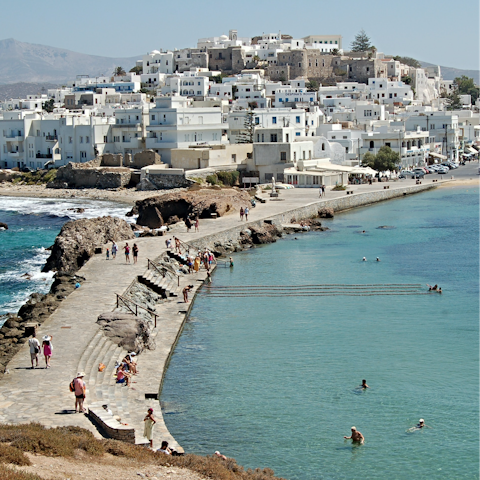 Visit sun-drenched Naxos, just a short drive from the villa