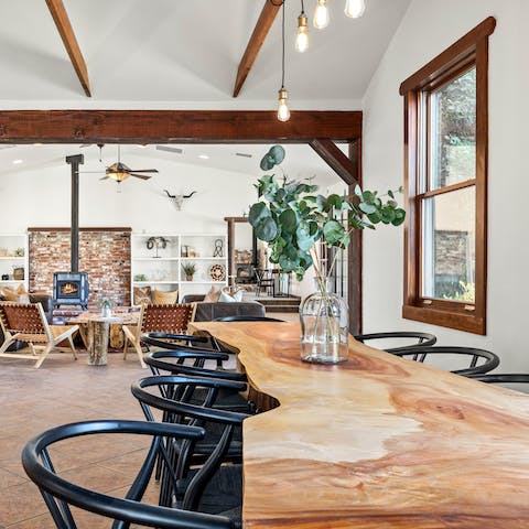 Make every meal memorable by eating at the beautifully carved dining table