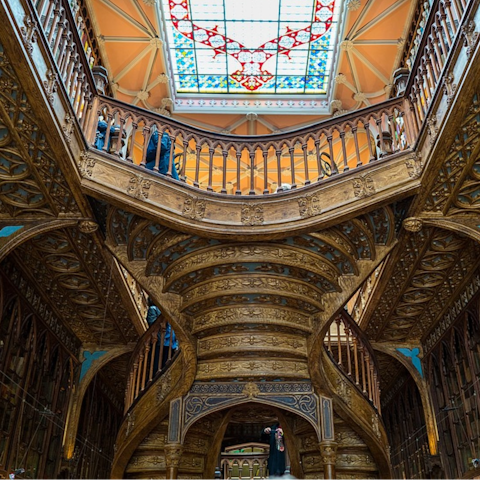 Browse the stunning Livraria Lello bookstore nearby