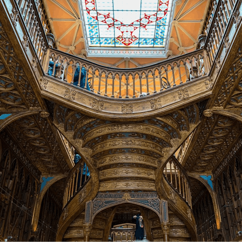 Browse the stunning Livraria Lello bookstore nearby