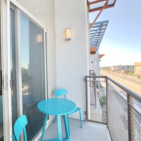 Enjoy your morning coffee on the balcony