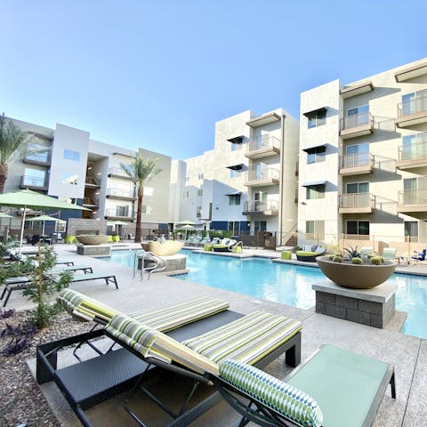 Enjoy a day spent by the communal pool