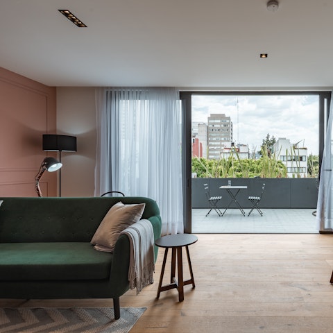 Slide open the French doors and let the breeze cool you as you nap on the sofa