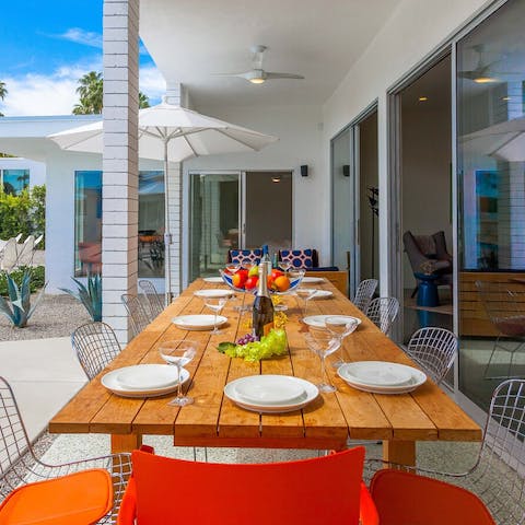 Dine alfresco on the covered terrace