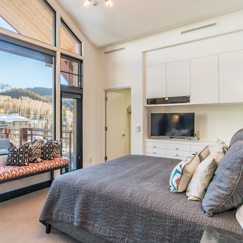Wake up to vistas over the mountains