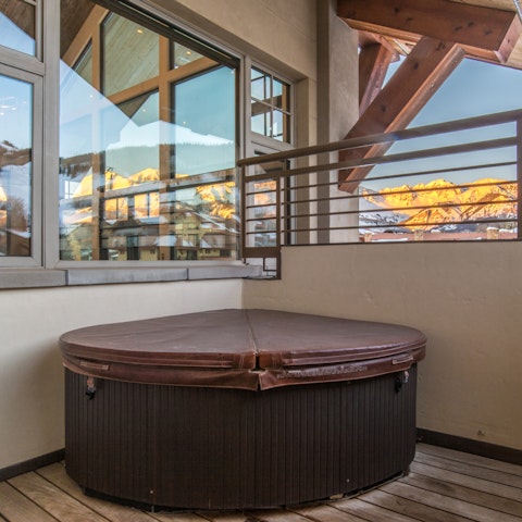 Sit back in the hot tub and take in the views