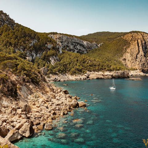 Explore Ibiza's coastline – the nearest beach is just a seven-minute drive