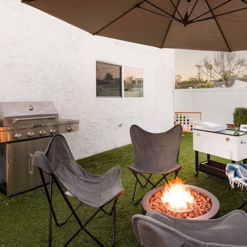 Light up the fire pit and barbecue for dinner outside