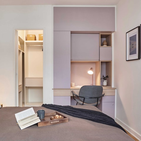 Settle in at the desk when work calls