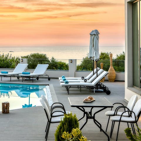 Tuck into lamb tsigariasto around the outdoor dining table