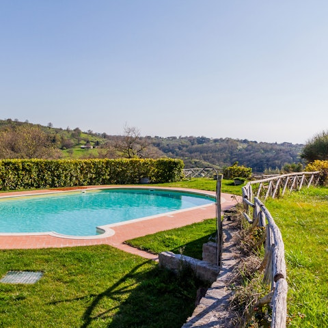Surround yourself with country views in the shared pool