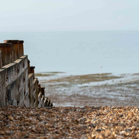 Walk to the long pebble beach in just moments – it's just at the end of your road