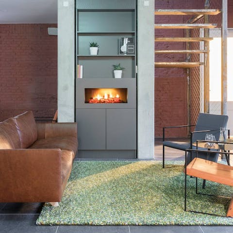 Spend cooler evenings by the fireplace